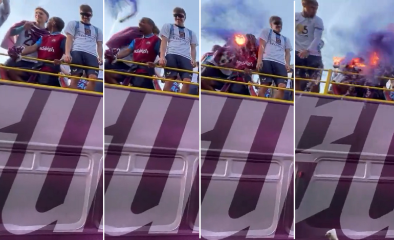 Oliver Sonne golpeado por Bengala Llamas Burnley Ascent Celebration