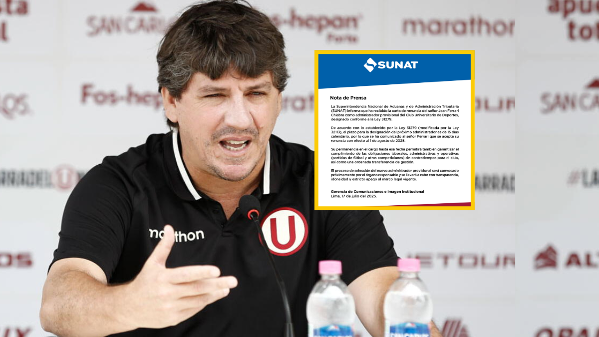 Sunat aceptó la renuncia de Jean Ferrari, pero puso una nueva fecha

 – El diario andino