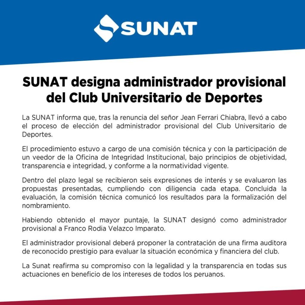 Franco Velazco es un nuevo administrador universitario Sport – Peru21

 – El diario andino
