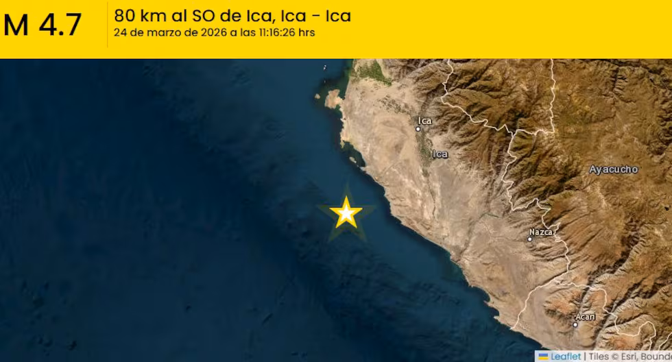Temblor en Ica: sismo de magnitud 4,7 se registró al suroeste de la ciudad

 – El diario andino